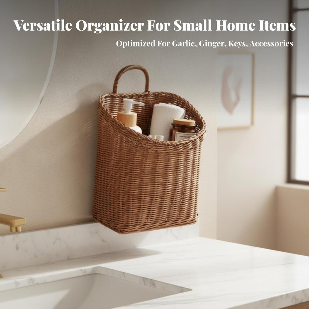 Wall Hanging Basket with Handle Open-Top Storage Container Sturdy for Dorm Rooms