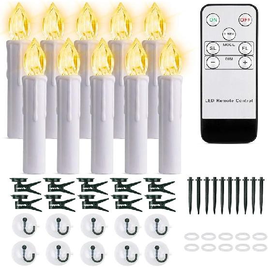 20 PCS Christmas Tree Candles Lights Flickering,Clip on Candle Battery Operated Taper Candle Stick with Timer,Mini Flameless Candles for Wreath