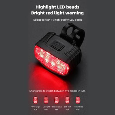 USB Rechargeable Bike Back Light for Night Riding/Cycling Safety Headlight Taillight Bike Lamp Bike Front/Rear Light