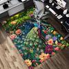 1pc Peacock Garden Themed Rug for Home Decor, Non-slip Office Carpet, Chair Mat, Outdoor Mat, Christmas and Halloween Gifts-0731010