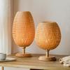 Japanese Wabi-Sabi Style Bamboo Table Lamp Hand Woven E27 Desk Light Simple Creative Design Night Light Bedroom Tea Room Hotel