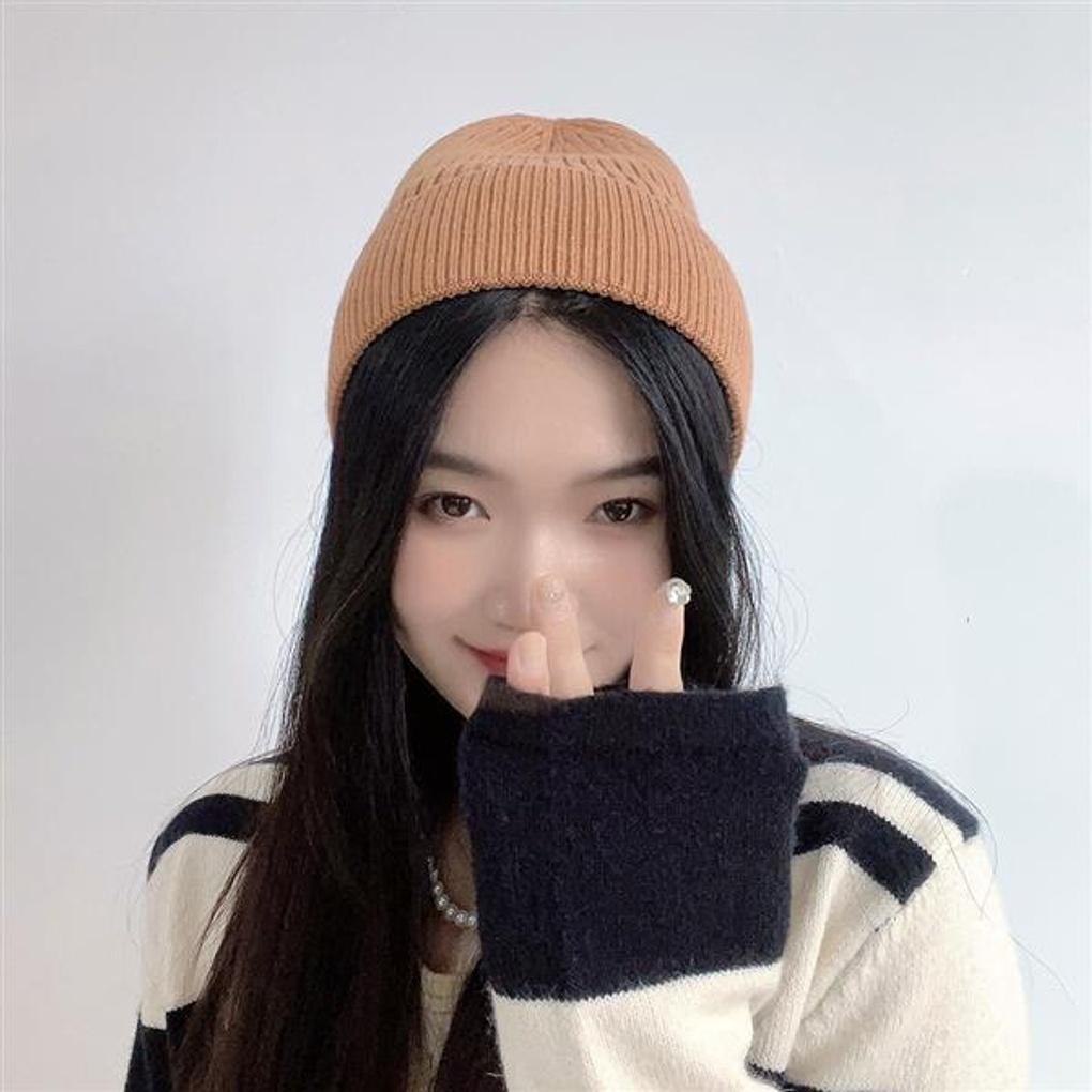 Colorpop Knit Beanie (Brown)