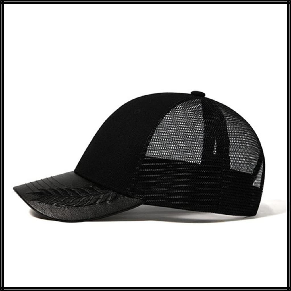 Plain Mesh Cap Hat Running Outdoor Women Men CA719 [White Fang] (Black)