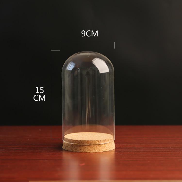 Dustproof Glass Cover for Preserved Flower Display, Clay Figures & Felt Dolls