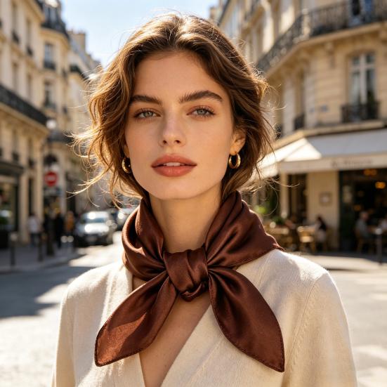 Silk Scarf Soft Breathable Smooth Satin Square Scarf Sun Protection Headscarf Headband Neck Wrap Lightweight Fashion Accessory