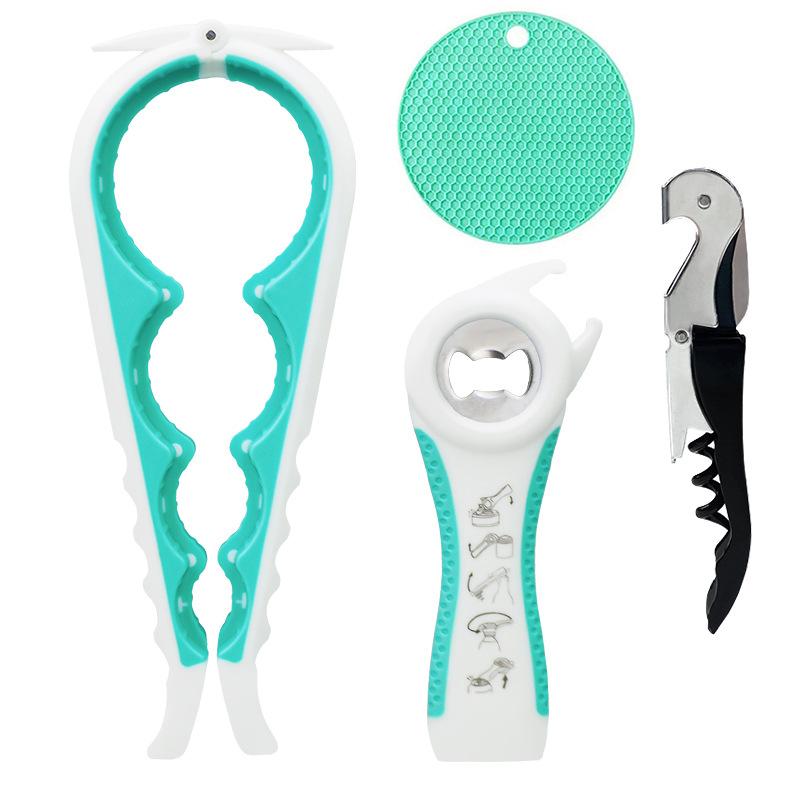 4 Stück Upgrade-Glasöffner, Multifunktions-Flaschenöffner, Korkenzieheröffner für schwache Hände, Arthritis, ältere Kinder