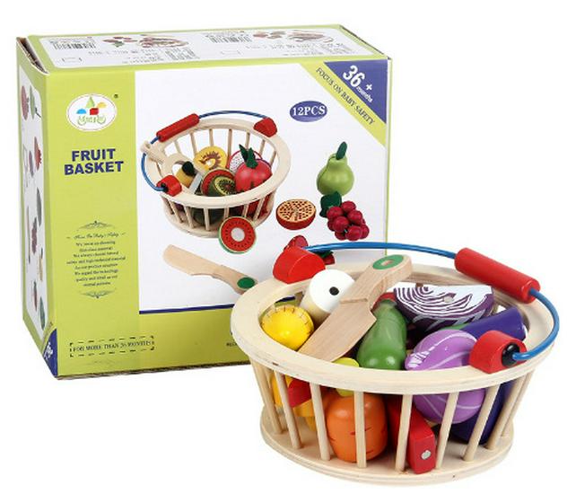 Children s Magnetic Wooden Fruit and Vegetable Cutting Play Set