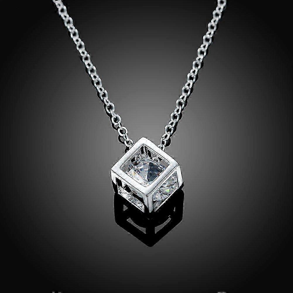 Women Chain Necklace Crystal Rhinestone Square Necklace Alloy Necklace Jewelry 25-26