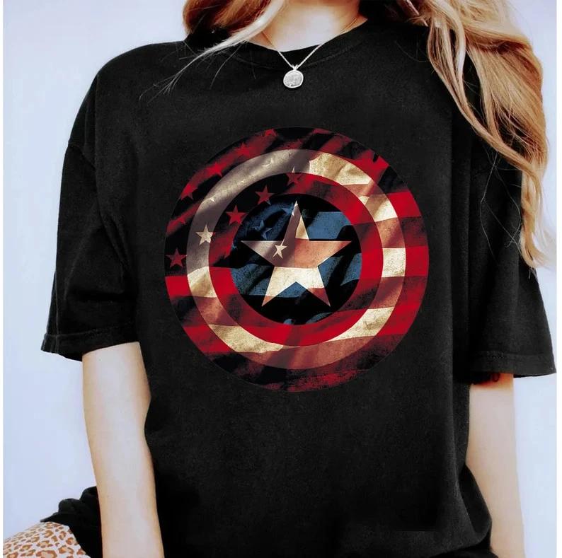 Captain America Avengers Shield Flag Tshirt Land Family S