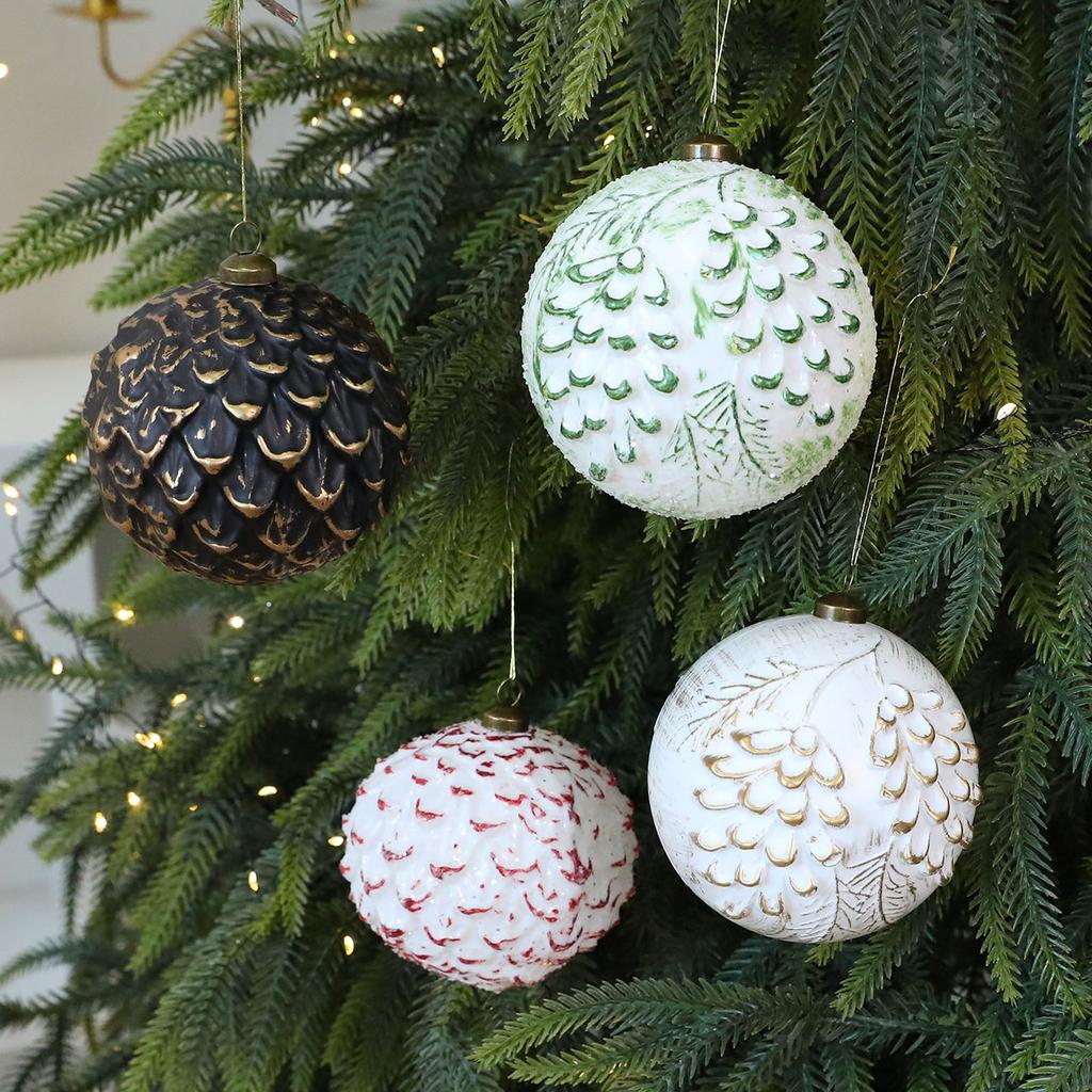 10CM/4PCS Antique Christmas Ball Ornament, Christmas Tree Decoration, Hotel Window Hanging Ornament