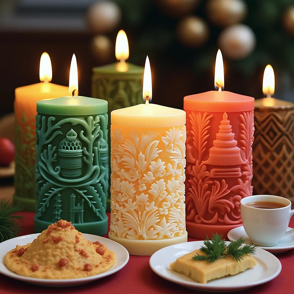 Christmas Cylinder Scented Candle Silicone Mold DIY Craft Kit Holiday Gift Home Dining Table Decoration Craft Supplies