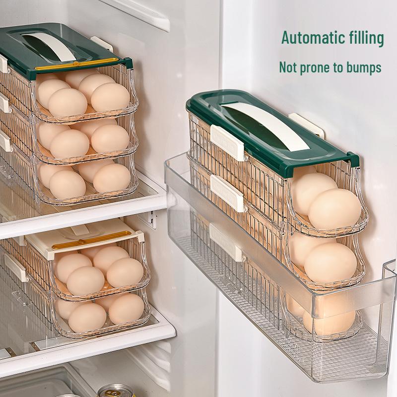 Refrigerator Egg Storage: Automatic Rolling Food-Grade Rack for Fresh-Keeping