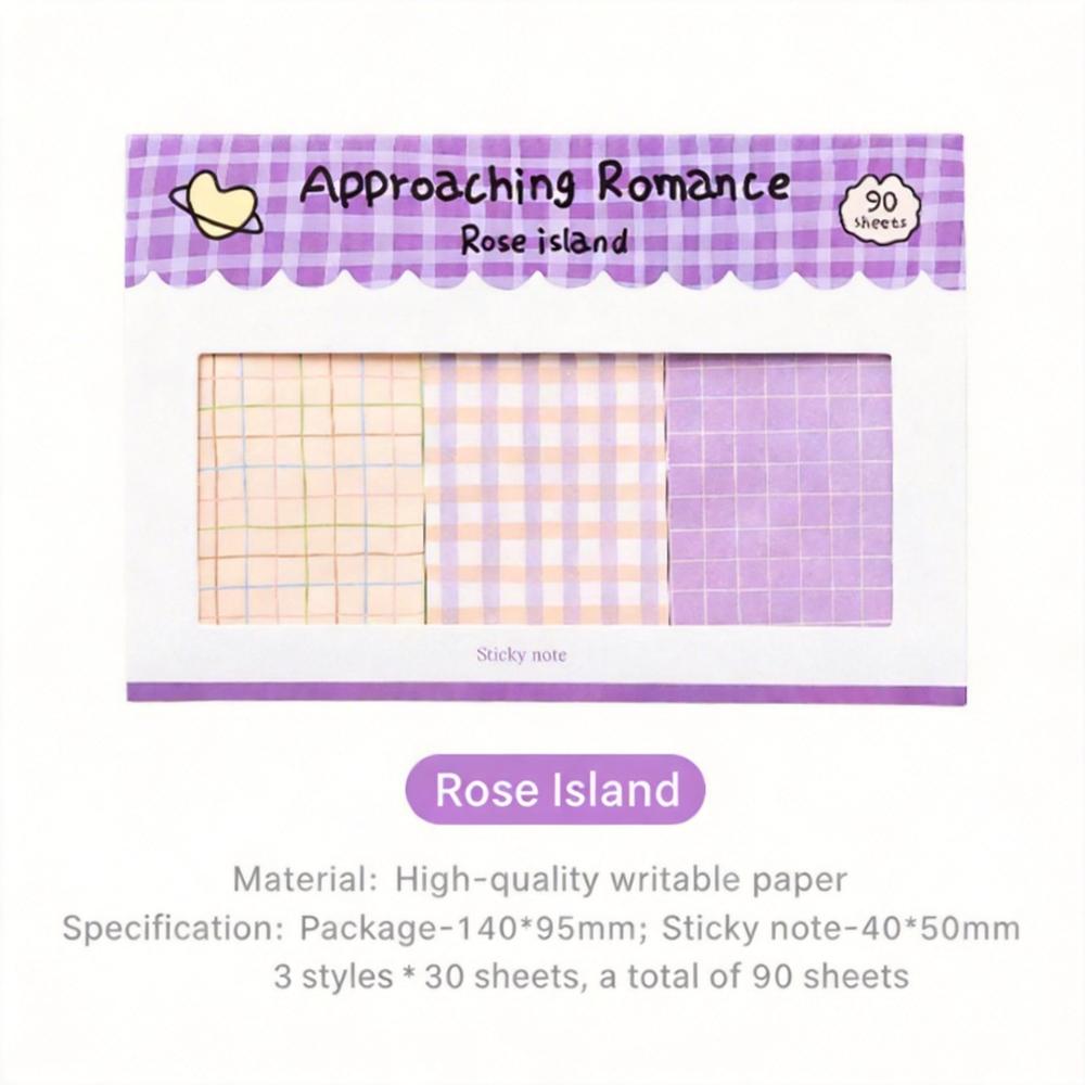 Cute Plaid Sticky Notes 90 Sheets Grid Pattern Memo Pad Self-Adhesive Notepad For Journaling Office School Supplies Stationery