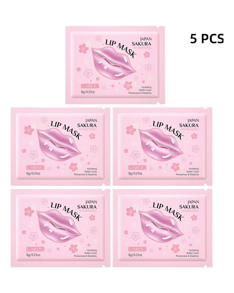 LAIKOU Kirschblüten-Lippenmaske, 6 g, 5 Stück, feuchtigkeitsspendende Feuchtigkeitscreme, befeuchtet die Lippen