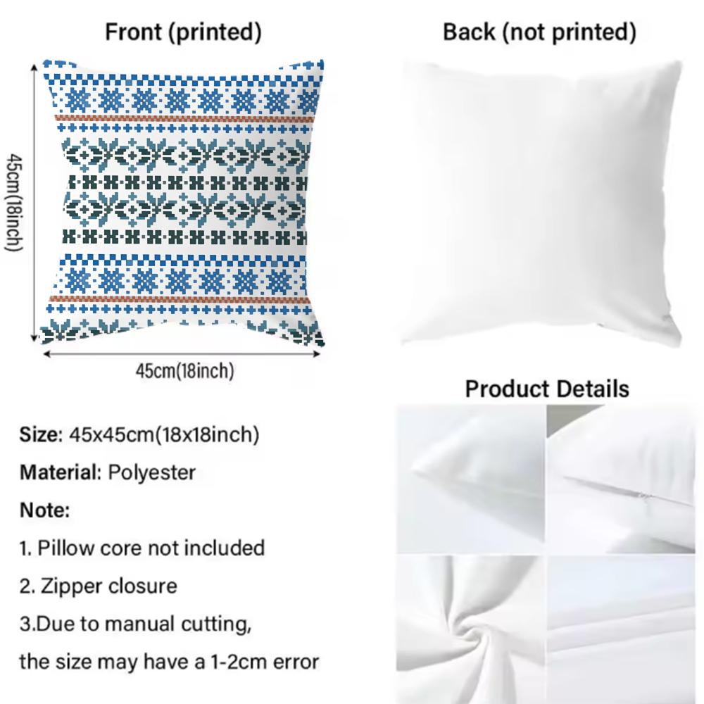 Fair Isle Pattern Cushion Cover Soft & Easy-Wash Pillow Case – Versatile For Couch, Bed, Travel And Office