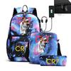 Sports Casual CR7 Backpacks 3pcs Simple Lightweight Capacity Teens Laptop School Bags Women Men Travel USB An-ti Lock Mochilas