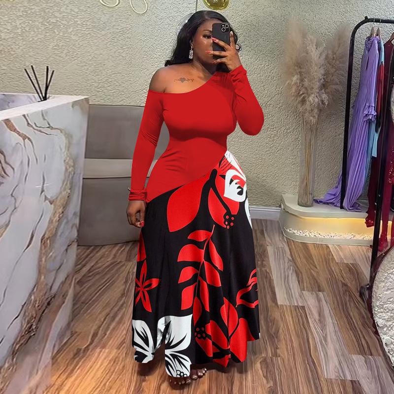 8162 Frühling/Sommer Damen Slim-Fit Patchwork-Print Kleid - Europäischer/Amerikanischer Stil