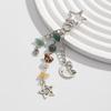 Fashionable Irregular Stone Keychain Colorful Beads Keyring with Stars Moon Sun Pendant Lightweight Key Accessory