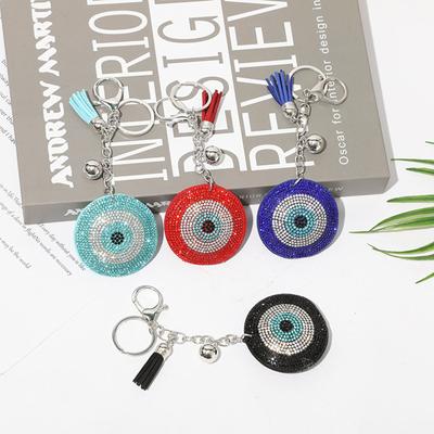 Popular Turkey Eyes Crystal Keychains Cute Funny Evil Eye Bead Keyring Boys Girl Car Trinkets Charm DIY Pendants