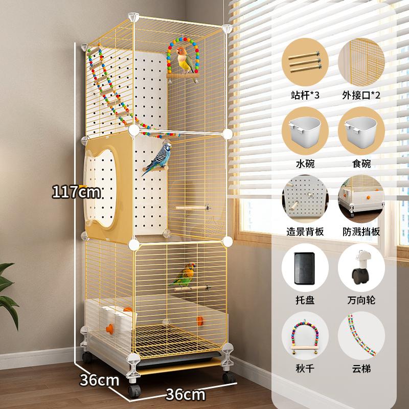 Gaiola Grande para Pássaros Papagaios com Design Anti-Espalhamento para Calopsitas e Periquitos, Aviário de Luxo para Periquitos Casa de Voo Premium para Animais de Estimação