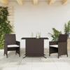 VidaXL Bistro Set with Cushions 3 Pcs, Chairs and Patio Table, Outdoor Backyard Terrace Furniture, Brown 365118