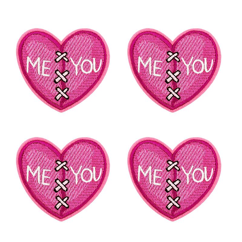 10PCS/lots Valentine's Day Embroidered Patches Pink Love Heart Patch Iron On Patches For Clothing Holiday Decoration Gift DIY