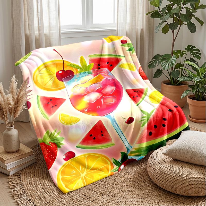 Strawberry Pattern Design Theme blanket Lightweight Warm Flannel Blanket Decorative Throw Blanket for Home Decoration