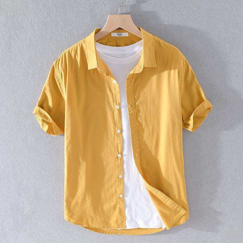 Men's Summer Loose-Fit Cotton Linen Shirt - Japanese Style, Casual Short Sleeve