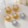 18k Gold PVD Titanium Leaf Patchwork Heart Stud Earrings