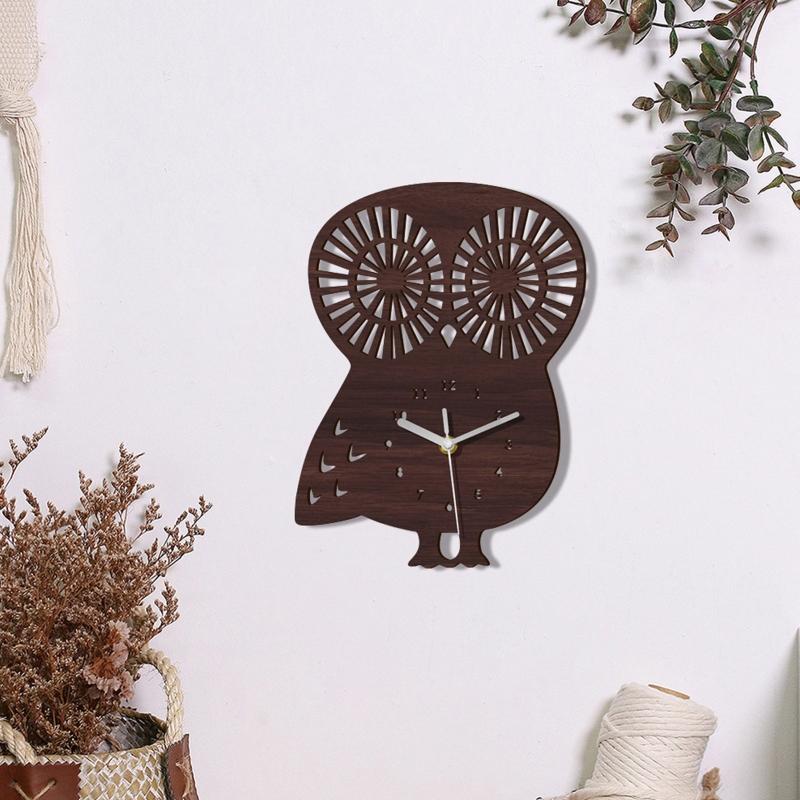 Owl Wood Clock for Creative Animal Children Holiday Gift Supplies for Home Office Dormitory Decoration Birthday Gift