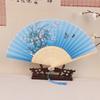 Vintage Printed Silk Folding Hand Fan Tassel Chinese Bamboo Fans Women Dance Performance Props Home Decoration Ornaments