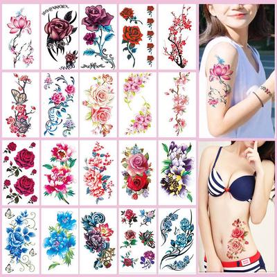 Large Waterproof 3D Rose Tattoo Sticker for Men & Women - Long-lasting, Non-Permanent Arm Scar Cover