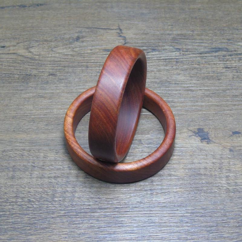 Unisex Wide Sandalwood Bracelet: Black, Red, Purple Light, Plain & Polished Handcrafted Jewelry 64mm Diameter