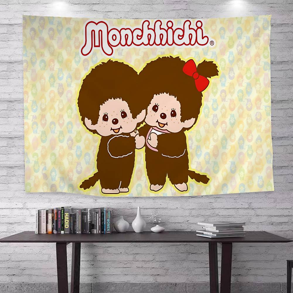 Japanese Cute Doll MMonchhichiS Cartoon Tapestry Art Science Fiction Room Home Decor Wall Hanging Sheets