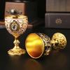Vintage Holy Grail Medieval Goblet Hand Engraved Metal Wine Glass European Style Home Bar Drinkware Dining Room and Home Decor
