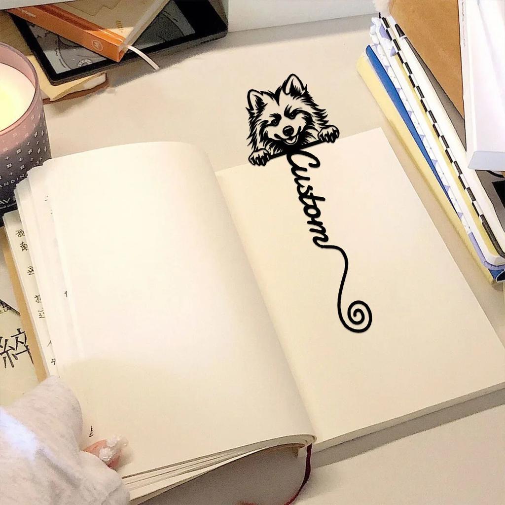 Japanese Spitz Metal Bookmark, Gift for Book Lovers Teacher Dog Fan