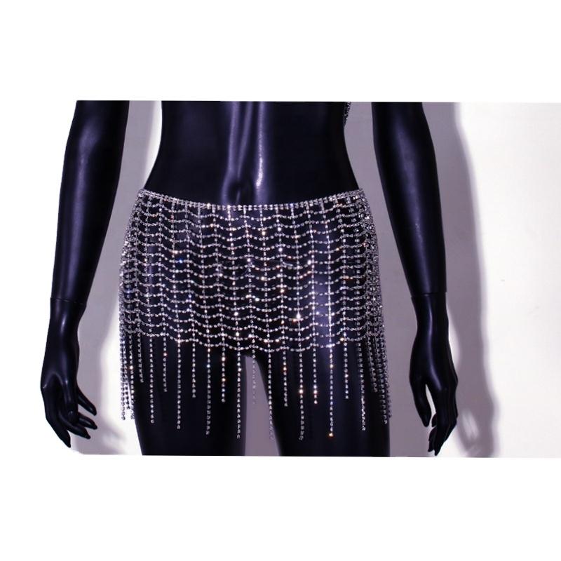 2022 New Rhinestone Tops Body Chains and Belly Belt Chain Sets Lingerie Sexy Tassel Chain Set Body Jewelry for Women