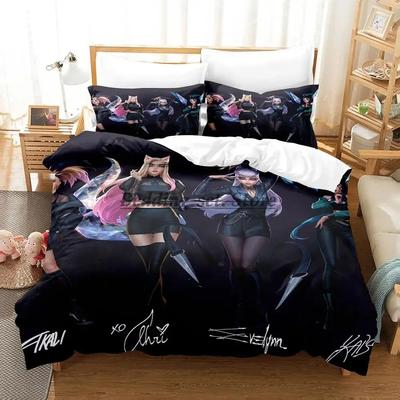 Kda Il Più Cattivo Set Letto Singolo Piazza e Mezza Matrimoniale Queen King Size Set Letto Aldult Bambino Camera da Letto Set Copripiumino Set Lenzuola Anime
