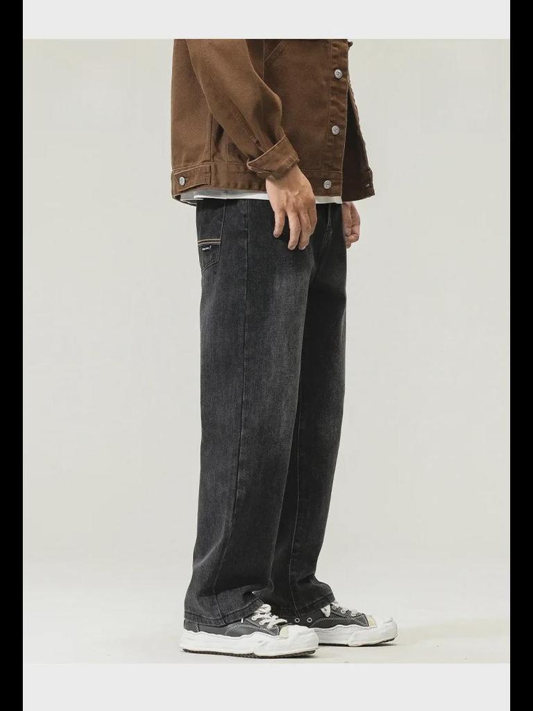 2024 Trendy American Men's Retro Straight-Leg Jeans - Fashionable, Loose-Fit, High-Street Style