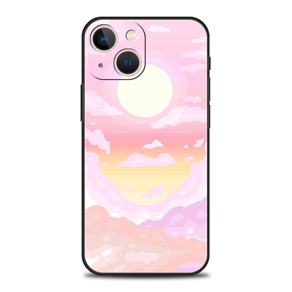 Minimalist Cartoon Sun Moon Phone Case For iPhone 16 13 15 14 12 11 Pro MAX XR X SE XS 7 8 Plus Soft TPU Shell Cover