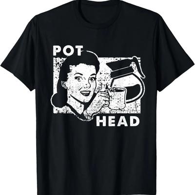 Pot Head Funny Sarcastic Coffee Tee Vintage Distressed T-Shirt