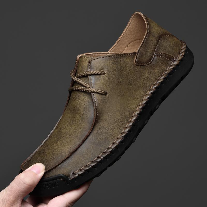 

Fashion Brand Plus Hand Sewn Men Casual Shoes Flat and Comfortable Soft Outdoor Walking Shoes Fashionable Men s Business Leather Loafers 46