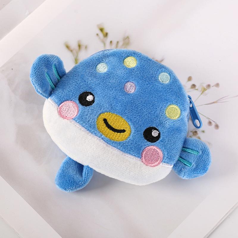 1Pcs Plush Zipper Coin Wallet Cute Pufferfish Mini Coin Purse Women'S Small Change Bag Key Earphone Pouch