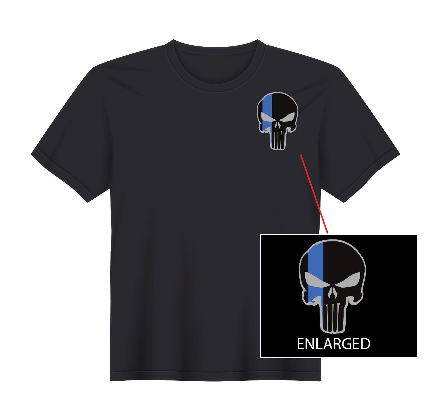 The Punisher Military Thin Blue Line Police LAW Skull T-Shirt NEW S, M, L, XL S