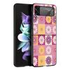 Phone Case for Samsung Galaxy Z Flip 3 4 5 6 7 Folding Black Shell For Samsung Z Flip4 Flip5 PC Hard Cover Pink Grid