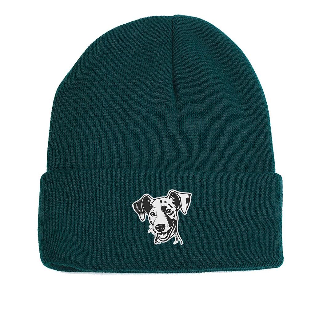 Dog Picture Print Knit Cap Beanie, Animal Woman Cap Windproof Fit Hip Hop Bobble Hat Knitted Hat Beanie