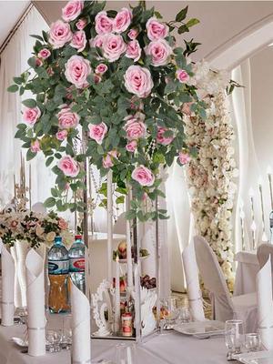 Fake Flower Wall Decor Hanging Artificial Flowers Hanging Plants 80cm Artificial Rose Vine Hanging with Rattan Tray for Garden Wedding Decoration