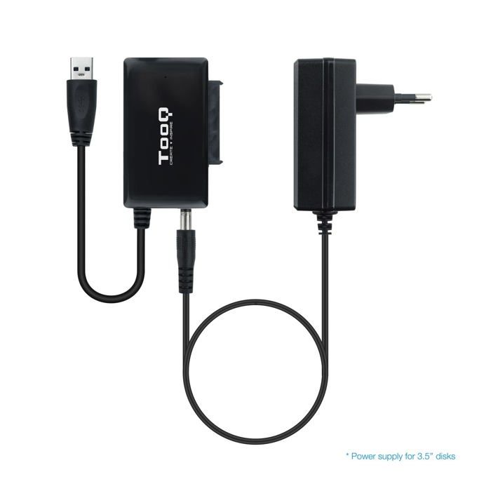 Adaptér USB 3.0 - TooQ - TQHDA-01A - SATA 2,5" a 3,5" - Včetně napájení - Černý
