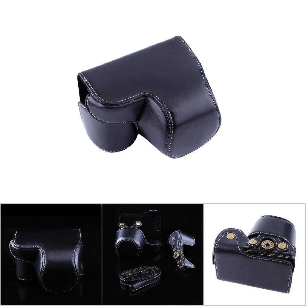 PU Leather Camera Case Bag For Sony A6000 A6300 A6400 16‑50mm Camera Lens(black)