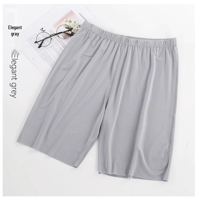

Men s Ice Silk Loose Sleep Shorts: Breathable, Five-Point Length, Casual Sports, Plus Size, Thin Beach Pants. L серый